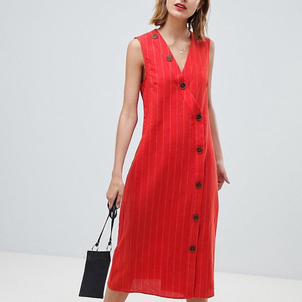 Mango Button-up Linen Midi Dress - Picture 1 of 7